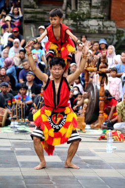Jakarta, Indonesia. 10 April 2024. TMII, Jakarta welcomed crowds to its open stage for the Reyog Ponorogo performance clipart