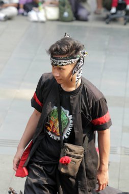 Jakarta, Endonezya. 10 Nisan 2024. TMII, Jakarta 'daki Reyog Ponorogo halk sanatı çok dikkat çekti.