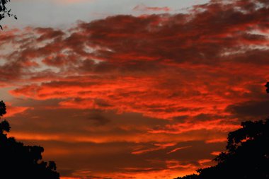 renkli dramatik gökyüzü bulutlu gün batımında.