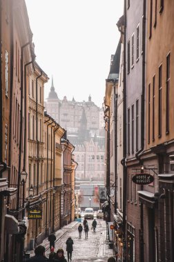 Stockholm, İsveç, Ocak 31: Eski binalar ve Ocak ayında Stockholm 'ün tarihi bir bölümü.