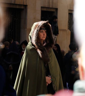 Teruel, Aragon, İspanya, 22 Şubat 2025 Boda Ortaçağ Isabel de Diego