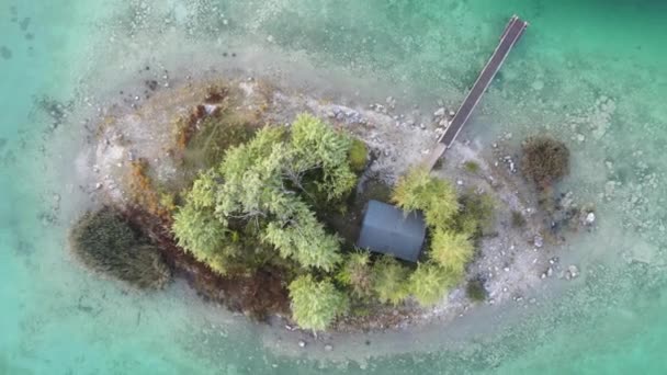 Erkunden Sie Eine Kleine Insel Mit Üppigen Bäumen Von Oben — Stockvideo