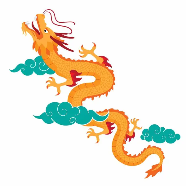 Höhenflug Der Gelassenheit Orientalische Drachenvektorkunst Erobert Die Ruhige Majestät — Stockvektor
