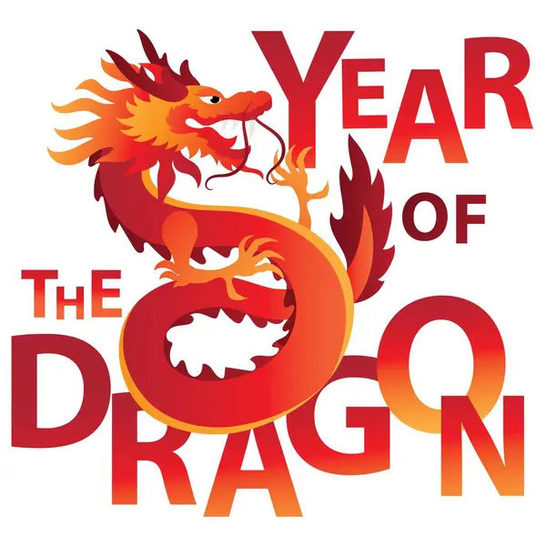 Bienvenido Año Del Dragón 2024 Con Ilustraciones Temáticas Del Año — Foto de Stock