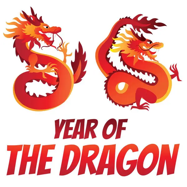 Bienvenido Año Del Dragón 2024 Con Ilustraciones Temáticas Del Año — Foto de Stock