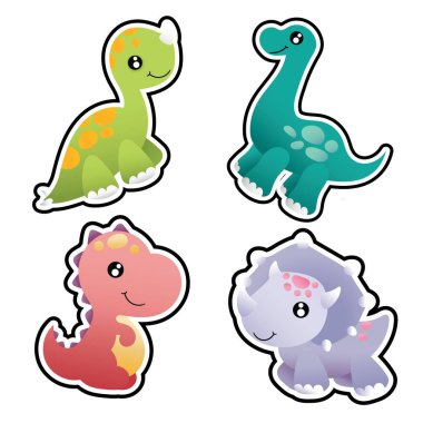 Çocuklar için şirin dinozor çıkartmaları parti dekorasyonu