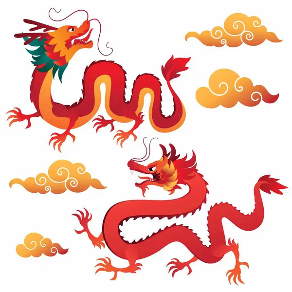 Der Drache Schwebt Jahr 2024 Chinesisches Neujahr Illustrationen Zum Tierkreis — Stockvektor