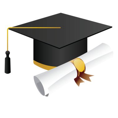 Mezuniyet şapkası ve üzerinde 2024 yılı tebrik sınıfı yazan bir diploma resmi.