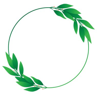 Beyaz arka planı olan yeşil yapraklı bir çelenk.