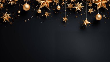 Topları, kurdeleleri ve tatil geçmişi olan farklı Noel siyah ve altın madalyaları.