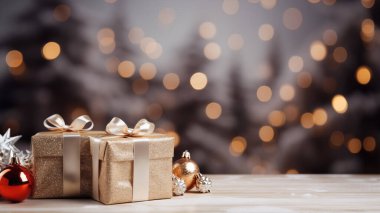 Noel hediyeleri, balolar ve farklı yeni yıl dekorasyonları.