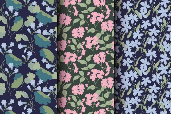 シームレスなパターンの花のセット 花の花輪 ラベルデザインのフラワーショップ用のフレーム 化粧品包装の花の背景 — ストックベクタ