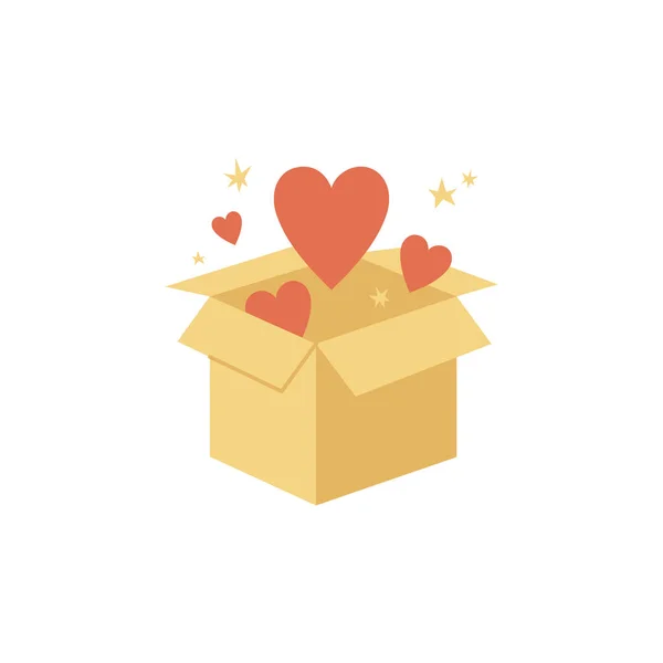 Vector Illustrations Donation Box Hearts Concept Charity — Stock Vector