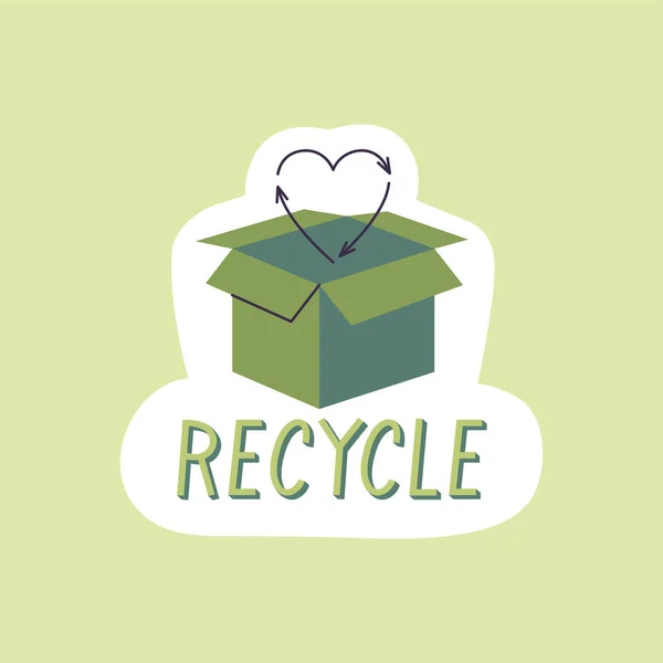 Ilustracja Wektorowa Eko Naklejka Recyclingu Cytat Zielonym Pakietem Biodegradowalne — Wektor stockowy