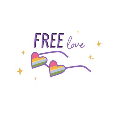 LGBTQ topluluk sembolleri içeren vektör illüstrasyon kartı ve alıntı. Gurur Ayı dekorasyonları