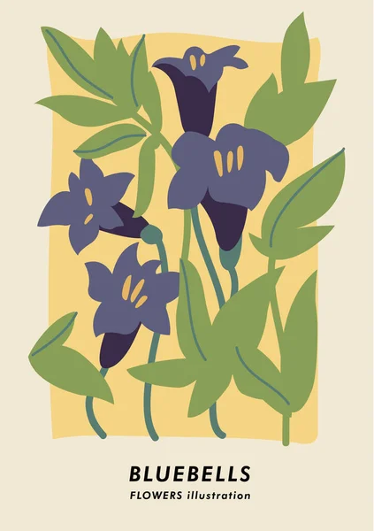 Векторная Иллюстрация Ботанический Плакат Цветами Колокольчика Искусство Открыток Настенного Искусства — стоковый вектор