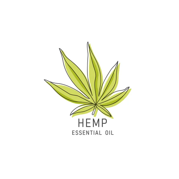 Vector Packaging Design Element Icon Linear Style Hemp Oil Healthy — Stock Vector