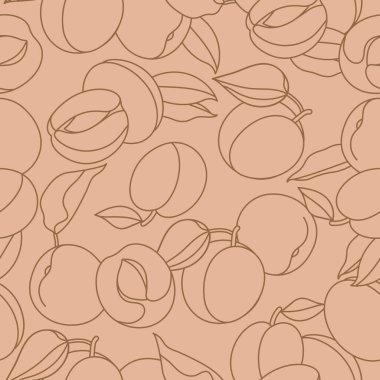 Şeftalili ve kayısılı kusursuz bir desen. Kağıt, kapak ve kumaş için klasik soyut tasarım