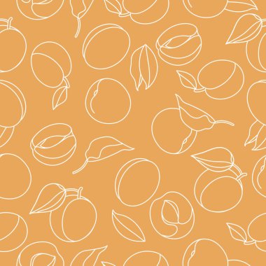 Şeftalili ve kayısılı kusursuz bir desen. Kağıt, kapak ve kumaş için klasik soyut tasarım