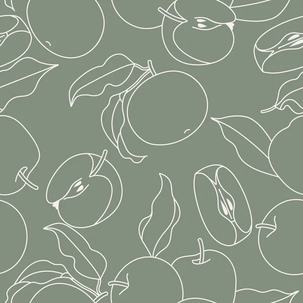 Vector Illustration Seamless Pattern Apple Fruits Endless Summer Wallpaper Apples — Stock Vector
