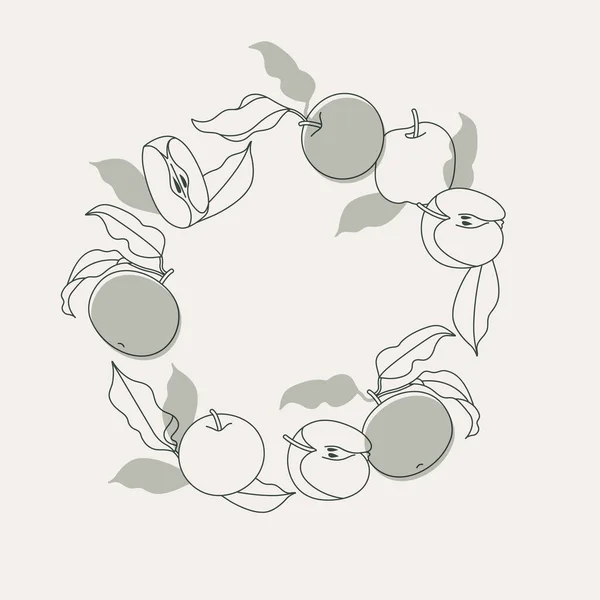 Vector Ilustración Círculo Composición Con Frutas Manzana Fondo Moda Con — Archivo Imágenes Vectoriales