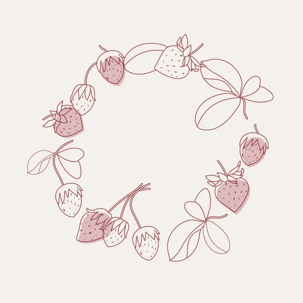 Διάνυσμα Εικονογράφηση Κύκλο Σύνθεση Φράουλες Μοντέρνο Φόντο Φράουλες — Διανυσματικό Αρχείο