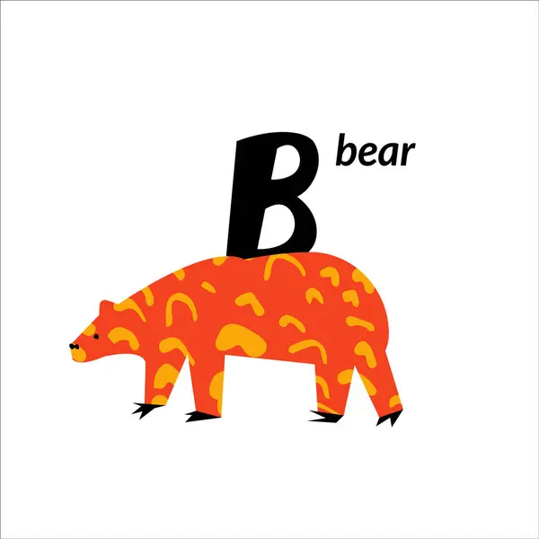 Ilustração Vetorial Com Urso Letra Maiúscula Inglês Alfabeto Infantil Para — Vetor de Stock