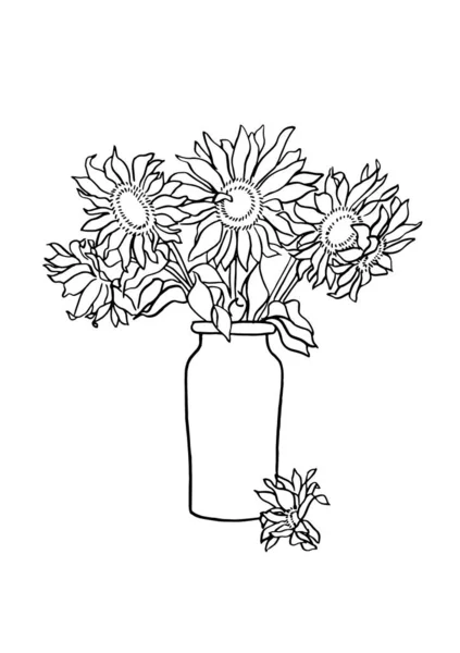 Vektorové Ilustrace Slunečnicové Květy Váze Umění Pro Potisky Nástěnné Malby — Stockový vektor