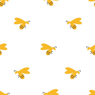 Arılarla kusursuz desenler. Bal paketi için desen. Doğrusal süslemeli arkaplan
