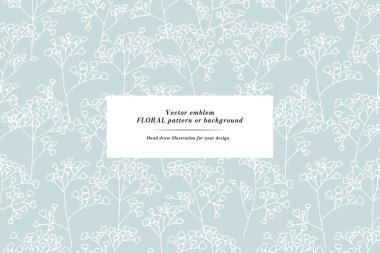 Vintage card with gypsophila flowers. Floral wreath. Flower frame for flower shop with label designs. Summer floral greeting card. Flowers background for cosmetics packaging clipart