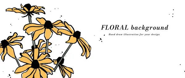 Fond Vectoriel Bannière Avec Fleurs Échinacée Jaune Gabarit Typographique Papier Illustration De Stock