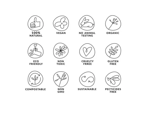 Vector Setzt Lineare Symbole Logos Oder Etiketten Für Natürliche Und Vektorgrafiken