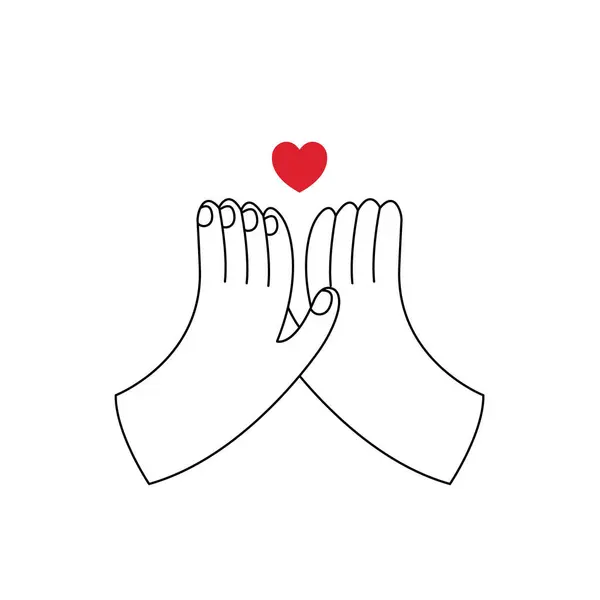 Vector Outline Emblem Logo Gesture Heart Shape Symbol Hand Made — Stock Vector