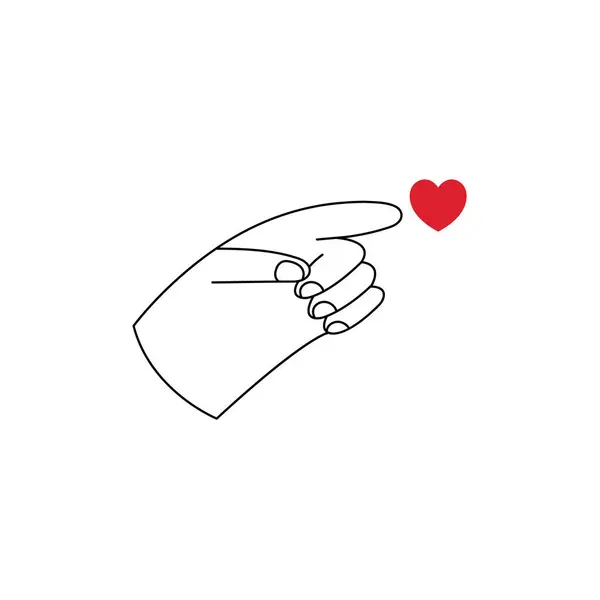 Vector Outline Emblem Logo Gesture Heart Shape Symbol Hand Made — Stock Vector