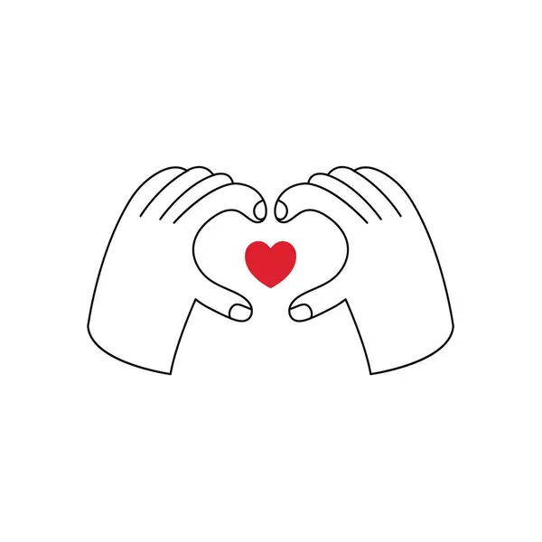 Vektor Umreißt Emblem Oder Logo Mit Geste Und Herzform Symbol lizenzfreie Stockillustrationen