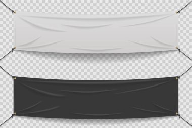 Siyah ve beyaz tekstil afişi reklamlar, reklamlar, reklamlar, duyurular vs. için uygun bir vektöre asıldı. boş şablon