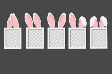 Tavşan kulaklı çerçeve koleksiyonu veya vektörde paskalya tavşanı