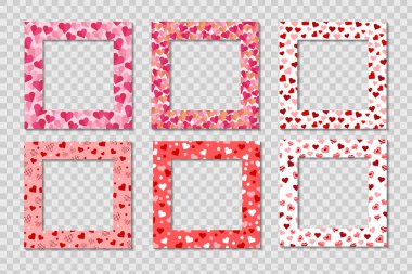 Kalpli, vektörlü kenarlık veya aşk çerçeveleri 