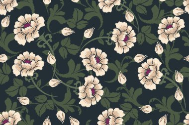 Çiçekli renkli halı. Ambalaj için çiçek şablonu, dijital motif, arkaplan, duvar kağıdı, baskı, giysi vs..