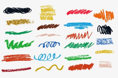 Pastel boya seti. Kıvrımlı kalem. Vektör olarak boya fırçası.