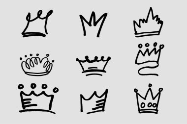 Vektörde taçların el çizimi koleksiyonu