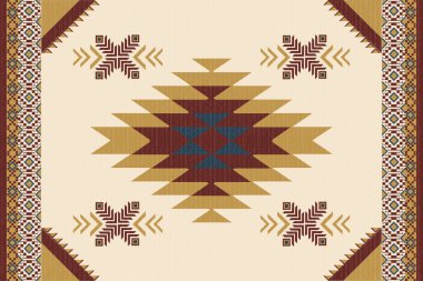 İplik dokusuna ve vektör illüstrasyonuna sahip kusursuz etnik desen 