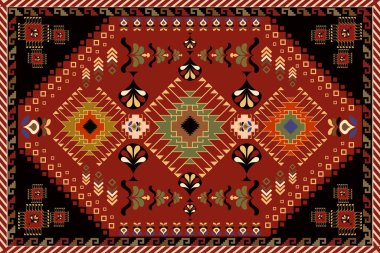 Arap tarzında renkli halı tasarımı. Perde, duvar kağıdı, giysi, ambalaj şablonu, Batik