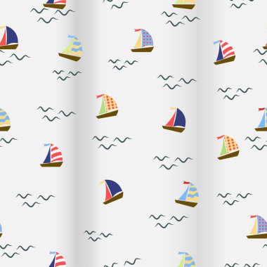 Yelkenli gemiler kusursuz desenli duvar kağıdı resimleme vektörü