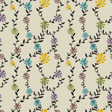 Soyut basit çiçek tasarımının kusursuz deseni 