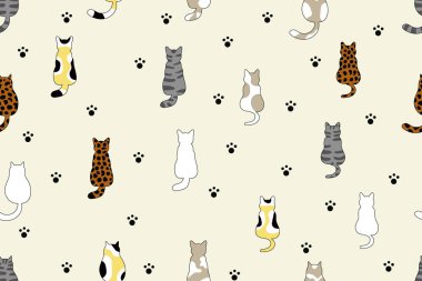 Kedilerle vektör illüstrasyon arka planı 