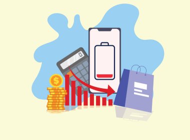 akıllı telefon alışveriş çantası çevrimiçi mağaza vektör illüstrasyon tasarımı