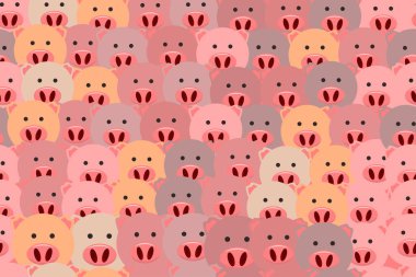 Şirin pembe domuzlu kusursuz vektör deseni