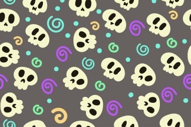 Renkli kafatasları olan soyut, pürüzsüz bir şekil. 