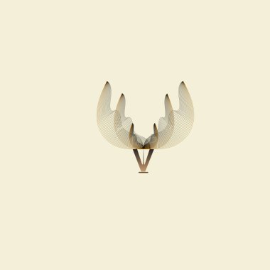 Bej arkaplan illüstrasyonunda kahverengi boynuzlar